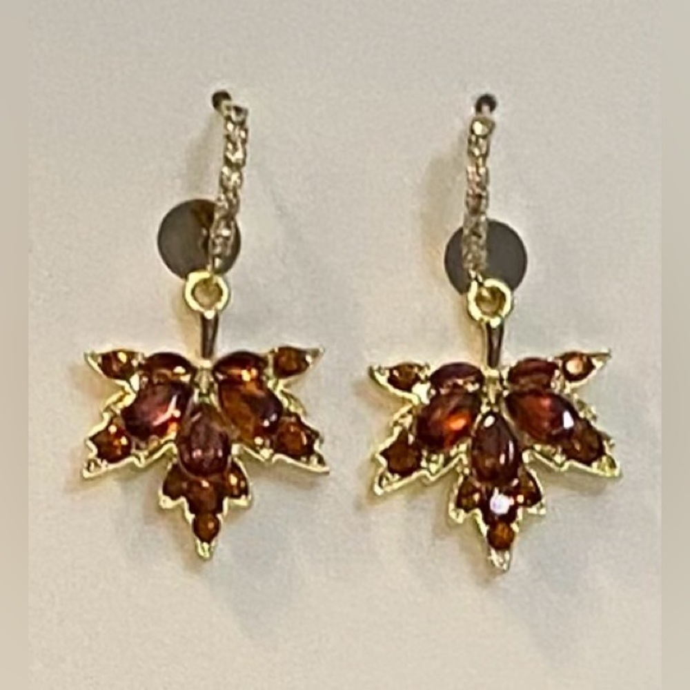 New Amber coloured Maple Leaf earrings